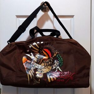 Ed Hardy large duffel bag.